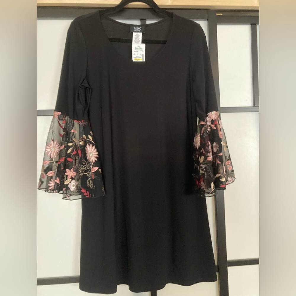 NWT Little black dress with embellished sleeves